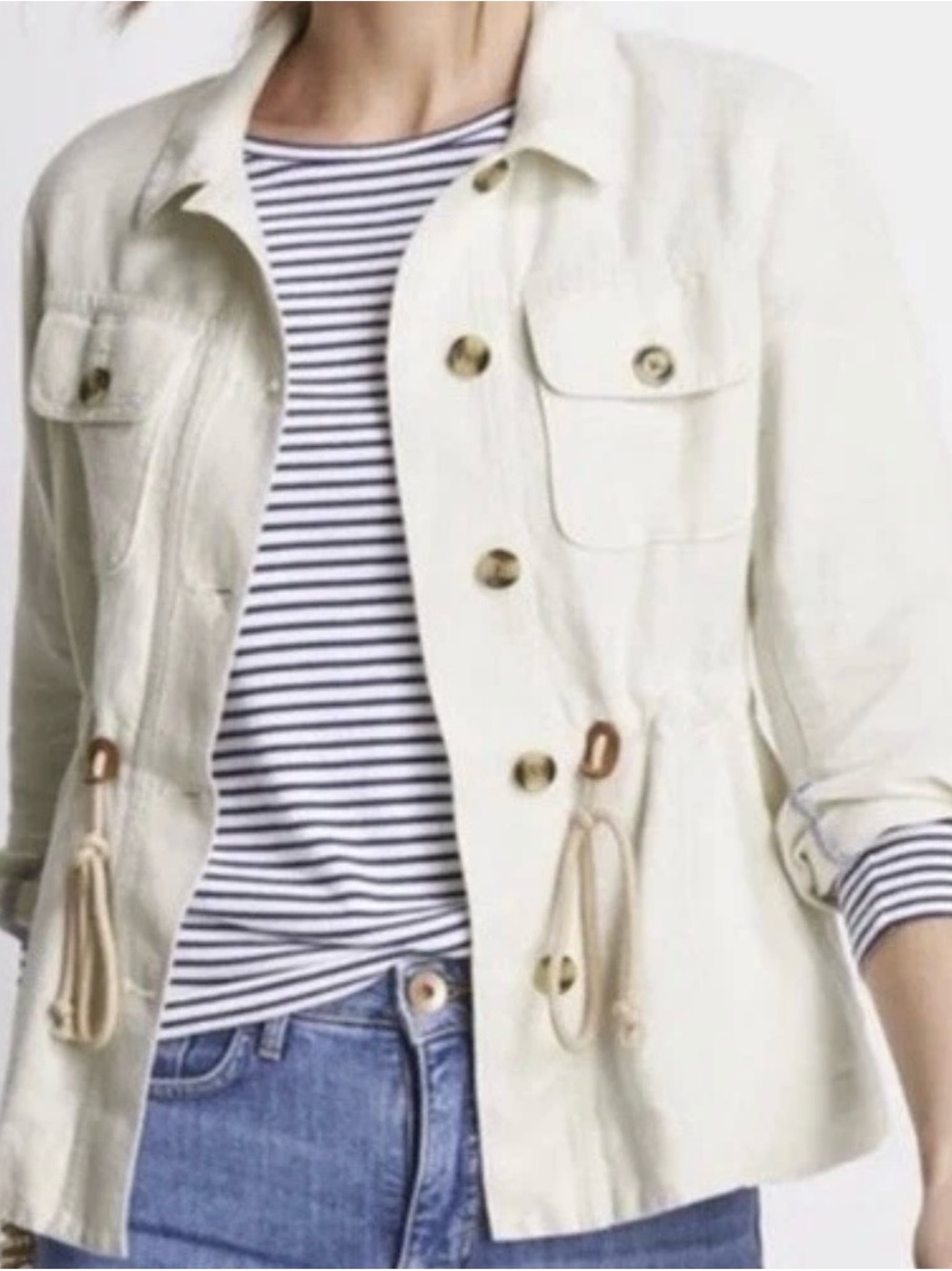 Vineyard Vines Linen Utility Jacket SizeM Button Front Drawstring
Waist
